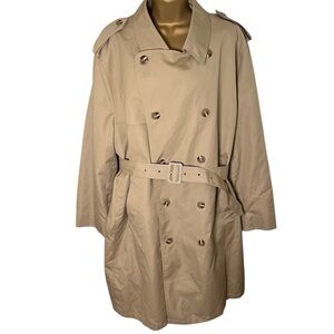 Vintage 80s Misty Harbor Double Breasted Belted Trench Coat Khaki 48